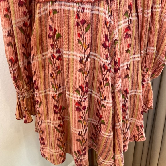 Free People Jackie Smocked Deep V-Neck Mini Dress Floral Print Size S/P - Picture 11 of 14